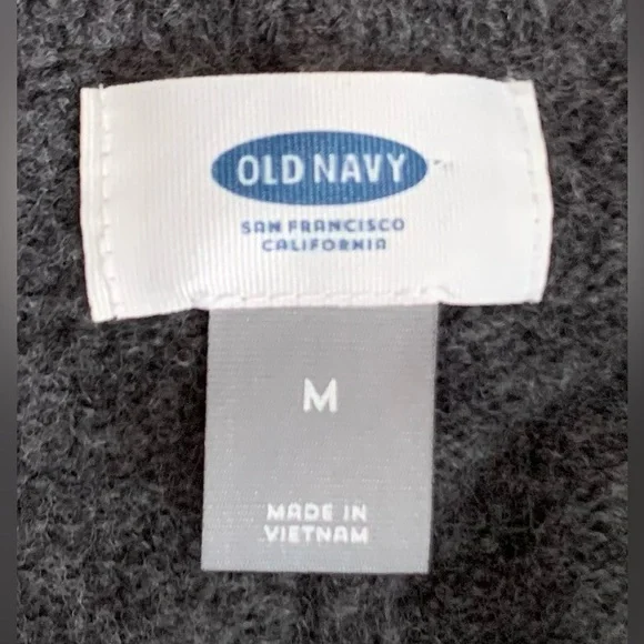 Old Navy Cardigan Open Front Dark Gray with Aztec Trim Detail Pockets Medium - Picture 6 of 13